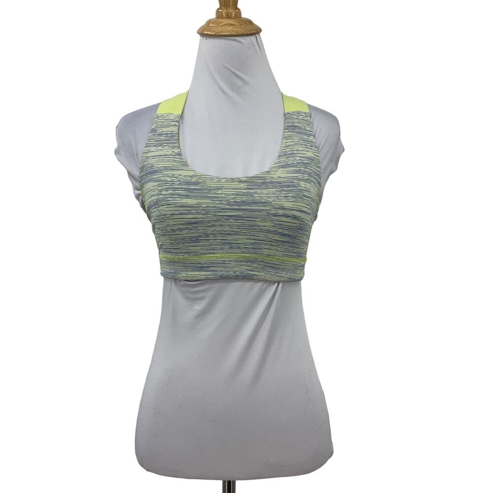 Lululemon Non Padded Sports Bra Womens 4 Yellow Thick Straps Criss Cross Back